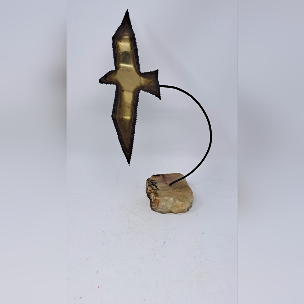 Vintage John Demott Signed Brass Seagull On Stone Base